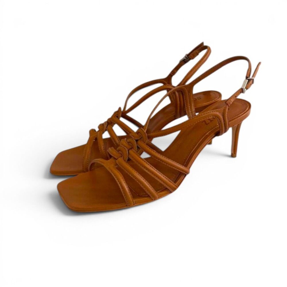 SCHUTZ Octavia Mid Brown Leather Sandals, NEW! Size 9